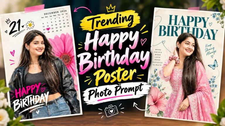 Trending Happy Birthday Poster Photo Prompt thumbnail - scrapbook calendar and floral poster
